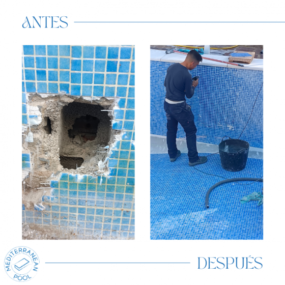 Antes y después de Reforma de Piscina gunitada o piscina de obra en Serra Valencia por Mediterranean Pool
