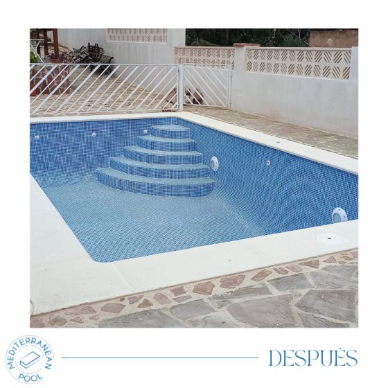 Antes y después de Reforma de Piscina gunitada o piscina de obra en Serra Valencia por Mediterranean Pool